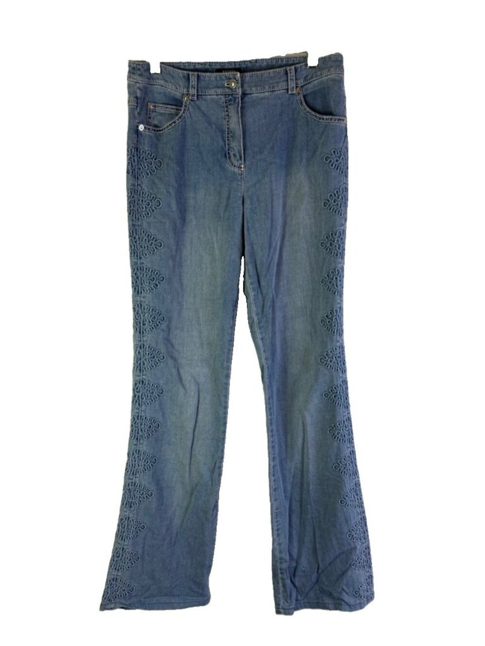 Escada Jeans EU 8 Floral Embroidered Flared Faded Y2K